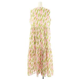 OBLI ピンクグリーンティアードワンピース 総柄 0 ピンク ライトグリーン