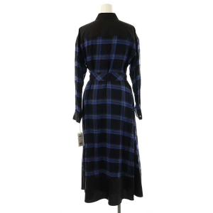 Diagram GRACE CONTINENTAL チェックコンビワンピース ロング 長袖 36 ネイビー ブラック /HK OS