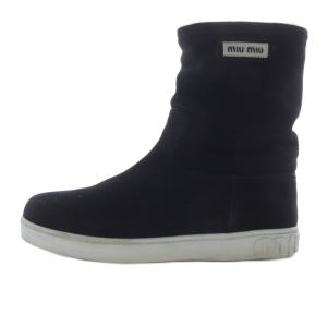 ロゴ ムートンショートブーツ 37 黒 ブラック /SR17