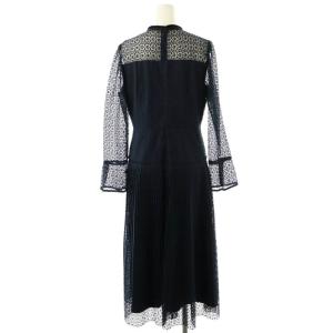 CELFORD ボウタイレースワンピース ミモレ ロング 長袖 38 紺 ネイビー /AT OS