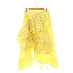 ティアードプリーツラッフルスカート 36 イエロー