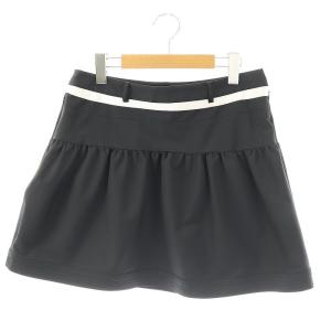 吸水速乾 UVカットゴルフスカート ギャザースカート ミニ 40 ブラック ホワイト /ES OS