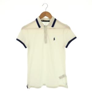 半袖ポロシャツ 鹿の子 S 白 ホワイト 青 ブルー /AT OS