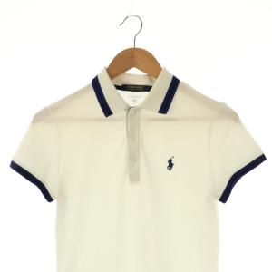 POLO GOLF RALPH LAUREN 半袖ポロシャツ 鹿の子 S 白 ホワイト 青 ブルー /AT OS
