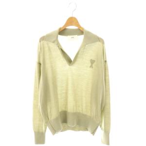 ウールニットポロ ハート セーター スキッパー カーキ