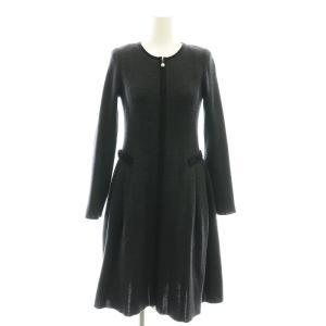 ウール リボン ジップアップ ニットワンピース 34 ダークグレー /MI OS