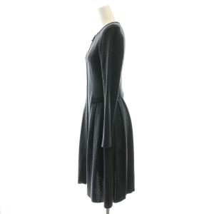 René ウール リボン ジップアップ ニットワンピース 34 ダークグレー /MI OS