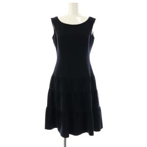 ベーシック basic ノースリーブ ティアードワンピース ひざ丈 34 ネイビー /DF OS