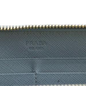PRADA サフィアーノレザー フラワー装飾 ラウンドジップ 長財布 ブルー 1M0506 /YO15 OH