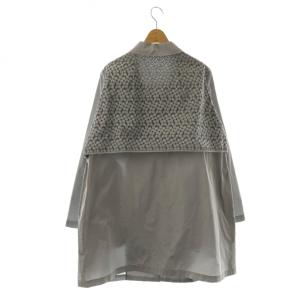 HANAE MORI フラワーエンブロイダリーライトジャケット スプリングコート 46 グレー /DF OS