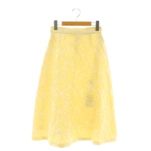 ビッグフラワージャガードフレアスカート ロング 36 黄 イエロー 白 ホワイト /SS OS