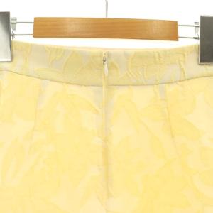 ANAYI ビッグフラワージャガードフレアスカート ロング 36 黄 イエロー 白 ホワイト /SS OS