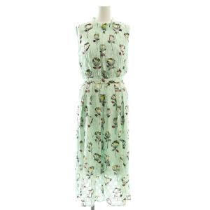 25SS カットジャガードフラワープリント ワンピース 34グリーン