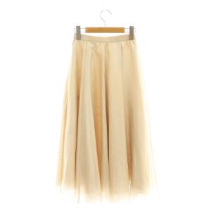 ANAYI 24SS ブライトメッシュフレア スカート シアー 34 ペールオレンジ /CX OS