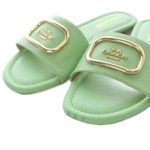 COACH エヴィ サンダル レザー ロゴ 24.5cm ペールピスタチオ CI031-TY6 SH /RI OS