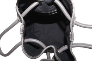 VASIC ボンド ミニ ハンドバッグ ショルダーバッグ 2way 斜め掛け 巾着 レザー グレー /YO4