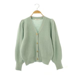 金ボタン Vネックカーディガン ニット 36 スモークグリーン /ES OS
