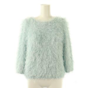 25SS ラメシャギー プルオーバー ニット セーター 36 ライトブルー /ES OS