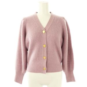 金ボタン Vネックカーディガン ニット 36 ピンクパープル /ES OS