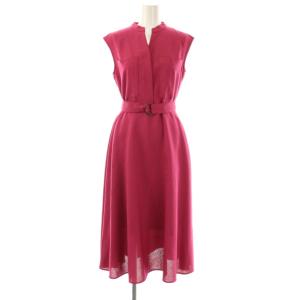 オックスリネーラスラッシュネックワンピース ベルト付き 34 赤紫 /CX OS