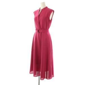 ANAYI オックスリネーラスラッシュネックワンピース ベルト付き 34 赤紫 /CX OS