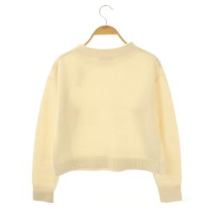 ANAYI ウールカシミヤリボンビジュー プルオーバー ニット セーター 長袖 36 アイボリー /AT OS