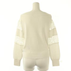 ANAYI レースボーダー プルオーバー ニット セーター 長袖 38 白 ホワイト /AT OS