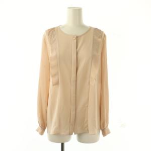 フロントプリーツシフォンブラウス シャツ 38 ベージュ /ES OS