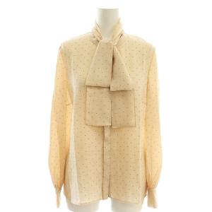 ドットプリントボウタイブラウス 長袖 バンドカラー 38 ピンク /AT OS