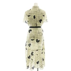 Grace Class 24SS ラインフラワーシャツドレス ワンピース ミモレ ロング 半袖 36 S アイボリー /AT OS