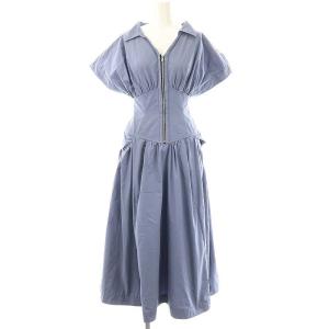 23SS フロントジップシャツワンピース ロング 0 ブルー /HK OS