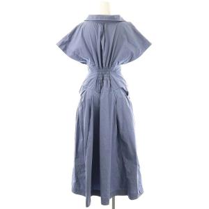 SNIDEL 23SS フロントジップシャツワンピース ロング 0 ブルー /HK OS