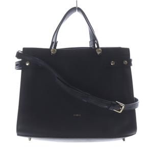 2WAYハンドバッグ ショルダーバッグ レザー ロゴ 黒 ブラック /SR