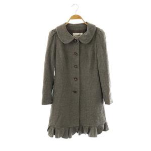 ウール カシミヤ混 ラウンドカラー コート フリル 34 グレー /HK OS