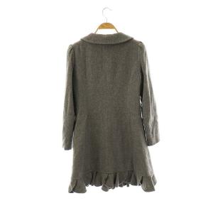 René ウール カシミヤ混 ラウンドカラー コート フリル 34 グレー /HK OS