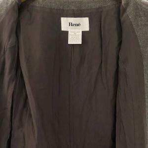 René ウール カシミヤ混 ラウンドカラー コート フリル 34 グレー /HK OS