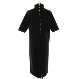 BALLSEY ウールポリエステル バックパールボタンワンピース ニット 34 ブラック /ES OS