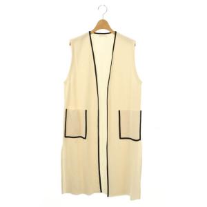 23SS ミラノリブ ロングジレ ベスト ニット S アイボリー ブラック /ES OS