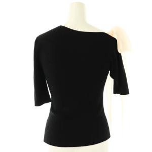 SNIDEL 24SS ショルダーリボンアシメニットプルオーバー セーター F ブラック ペールオレンジ /ES OS