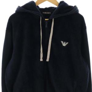 EMPORIO ARMANI FUZZY FLEECE HOODIE パーカー ブルゾン ボアフリース L ネイビー /ES OS