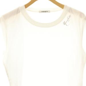 MORABITO ブラン BLANC ロゴプリントレイヤーデザインTシャツ カットソー 38 ホワイト モカ /DO OS