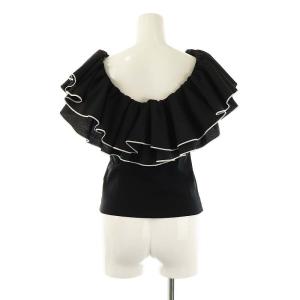 Lily Brown LilyBrown 25AW デコルテフリルカットトップス カットソー F ブラック ホワイト /DO OS