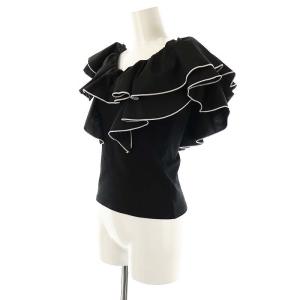 Lily Brown LilyBrown 25AW デコルテフリルカットトップス カットソー F ブラック ホワイト /DO OS