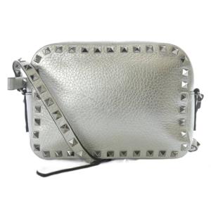 ロックスタッズ レザー カメラバッグ シルバーカラー