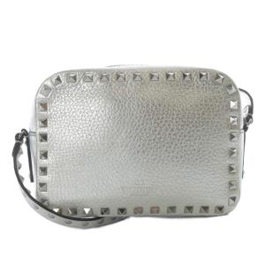 VALENTINO GARAVANI ロックスタッズ レザー カメラバッグ シルバーカラー
