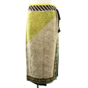 スカーフ付パレオスカート フレア マキシ ロング M 黒 ブラック /AT OS SH