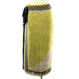 CURRENTAGE スカーフ付パレオスカート フレア マキシ ロング M 黒 ブラック /AT OS SH