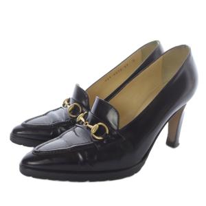 ホースビットパンプス レザー ハイヒール 37C 茶 ブラウン /SR