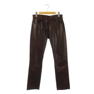 レザーパンツ スリム 40 ブラウン