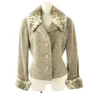 YUKI TORII ティペット付きセットアップ ジャケット スカート タイト 膝丈 9 ベージュ /HK OS